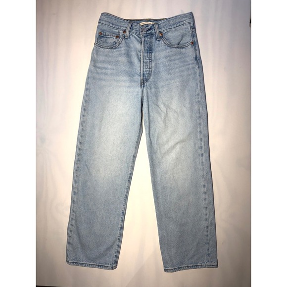 Levi's Pants - Levi's Ribcage Straight Jeans 27 High Rise Light Wash Ankle Cropped Button Fly